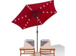 Clanmacy Ombrellone A Sbalzo 270 Cm Con Led Solare, Apertura A 30°, Protezione Uv, Manovella - Rosso - Ombrellone Da Giardino Ombrellone A Sbalzo