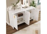 Cassettiera Aiorber, Con Maniglie Dorate, Ripiani Regolabili, Credenza, Molto Spazio, Per Soggiorno, Sala Da Pranzo, 140 X 80 X 38 Cm, Bianco