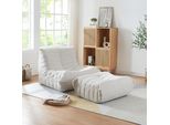 Sedia Da Terra Con Poggiapiedi 'Kodsø' Sedia Da Terra Con Schienale E Pouf 75 X 90 X 100 Cm Microfibra Beige