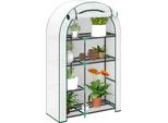 Serra Outsunny Con Porta A Tetto Rotondo, Ripiani, Serra In Pellicola D'acciaio Resistente All'inverno, Serra Per Balcone, Giardino, Casa Per Pomodori 100 X 45 X 160 Cm, Serra Per Pomodori, Ortaggi, Fiori, Bianco