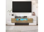 Mobile Tv Merax Lucido (1 Pezzo) Con Led E Spazio Di Archiviazione, Tavolo Tv, Supporto Tv, Larghezza: 145 Cm, Naturale