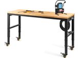 Succebuy 122X51Cm Banco Da Lavoro Regolabile In Altezza, Pratico Banco Da Lavoro Con Rotelle E Presa Di Corrente
