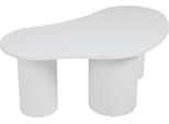 Tavolino Effetto Legno Con Decoro In Melaminico Bianco - Oviala Maeve