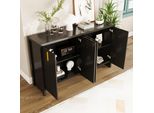 Cassettiera Aiorber, Con Maniglie Dorate, Ripiani Regolabili, Credenza, Molto Spazio, Per Soggiorno, Sala Da Pranzo, 140 X 80 X 38 Cm, Bianco