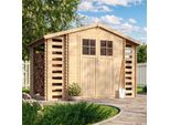 Casa Di Legno Casa Da Giardino Con Legnaia Timbela M391F+M391G - Con Pavimento Impregnato - 3,53 + 0,97 + 0,97 M2