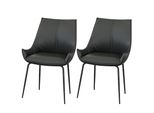 Casa Dolce Sedia Da Pranzo Perta, Set Di 2, Nero, 57X64X90 Cm, Vera Pelle Bovina, Facile Da Pulire, Carico Massimo 120Kg