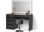 Livinity Tavolino Da Toilette Imola, Con Specchio Led E Sgabello, Nero/Oro/Oro