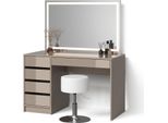 Livinity Tavolino Da Toilette Imola, Con Specchio Led E Sgabello, Grigio