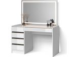 Livinity Tavolo Da Toilette Imola, 120 Cm Con Specchio A Led, Bianco/Oro/Oro