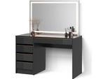Livinity Tavolo Da Toilette Imola, 120 Cm Con Specchio A Led, Nero/Oro/Oro