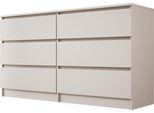 Cassettiera, 6 Cassetti, Cashmere, 138 X 79 X 39 Cm