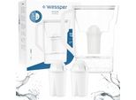 Wessper D3 Slim Aquaclassic Caraffa Filtrante 2,7 L Bianca – Caraffa Da Frigorifero Incl. 3 Cartucce Filtranti Aquaclassic