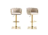 Lvhom Set Di 2 Sgabelli Da Bar Girevoli A 360° Sgabelli Da Bar Moderni In Velluto, Gambe Dorate, Avorio