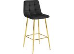 Sgabello Valora Arceto - Velluto Nero E Gambe Dorate X1 | Sgabello Da Bar Lussuoso Con Un Tocco Glamour