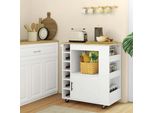 Carrello Da Cucina Aiorber, Con Piano Di Lavoro In Legno Di Gomma, 3 Ripiani, Armadietto, Maniglia E Rotelle, Carrello Di Servizio, 83 X 40 X 83 Cm, Per Cucina E Sala Da Pranzo, Rovere