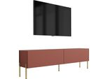 Mobile Tv : Rosso Mattone, 140 X 52 X 32 Cm, Gambe Dorate