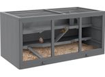 Pawhut Gabbia Per Criceti Nani Gabbia Per Roditori Gabbia Per Piccoli Animali In Legno Gabbia Per Topi Con Scale Gabbia Per Piccoli Animali Villa Per Roditori A Tre Piani Grigio 115 X 57 X 55 Cm