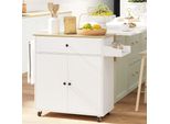 Aiorber Carrello A Isola Per Cucina, Pieghevole, Con Armadietti, Portaspezie, Portasciugamani, Su 4 Ruote, Carrello Di Servizio, 106 X 42 X 87 Cm, Per Sala Da Pranzo, Cucina, Bianco