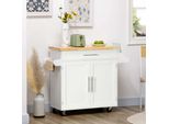 Carrello Da Cucina Aiorber, Ripiano Regolabile, Mobile, Con Piano Di Lavoro, Cassetto, Porta Asciugamani, Carrello Di Servizio, 109X40X89Cm, Per Sala Da Pranzo E Cucina, Bianco