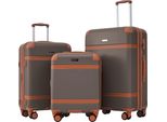 Flieks Set Di Valigie 3 Pezzi, Valigie Vintage, Set Di Valigie Con Ruote, Set Di Valigie Da Viaggio Con 4 Ruote E Chiusura Tsa, Trolley Rigido, M-L-XL, Marrone