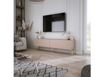 Mobile Tv : Marrone Caramello, 140 X 52 X 32 Cm, Gambe Dorate