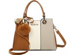 Gallantry, Borsa Da Donna Tricolore Con Pompon E Sciarpa, Marrone