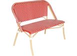 Panca Da Giardino In Alluminio E Rattan Sintetico Bianco E Rosso - Oviala Belleville