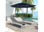 Ombrellone Sweiko Con Manovella, Ombrellone Da Esterno Bifacciale Rettangolare Grande, Blu Navy