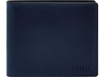Fossil Pelle Portafoglio Derrick Rfid Large Coin Pocket Bifold Insignia Blue Blu Scuro