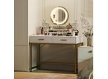 Tavolino Da Toilette Aiorber, Con Illuminazione Led E Specchio Girevole A 360°, Tavolino Da Toilette, Con 2 Cassetti E Ripiano Aperto, 100 X 50 X 137,5 Cm, Bianco