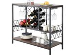Mobile Bar Industriale, Tavolo Da Vino Da 1 M Per Liquori E Bicchieri, Mobile Buffet A Credenza Con Portabicchieri E Portabottiglie, Mobile Bar Indipendente In Legno Per Soggiorno Home Bar