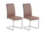 Sedia Da Pranzo Casa Dolce Deni, Set Di 2, 43X58,5X96 Cm, Marrone, Rivestimento In Pelle Finta, Struttura Cromata