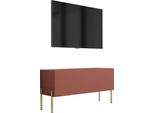 Mobile Tv : Rosso Mattone, 100 X 52 X 32 Cm, Gambe Dorate