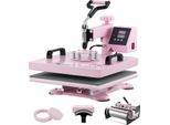 Succebuy Pressa Termica 5 In 1, Macchina Per Il Trasferimento Di Calore Da 15 X 15 Pollici Con Pressa Tumbler Da 30 Oz, Controllo Digitale, Girevole A 360°, Per Cappelli, Magliette, Piatti, Tazze Rosa