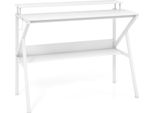 Scrivania Costway, Scrivania Per Computer 100X50Cm, Scrivania Per Pc Con Supporto Per Monitor, Ripiano, Ganci E Struttura In Metallo, Scrivania In Legno Per Ufficio, Tavolo Da Lavoro, Bianco