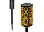 1.01 Torcia Solare A Led In Nero - 1 Pezzo / Circa 49 Cm - Luce Da Giardino Con 12 Led Ed Effetto Fiamma (1 Pezzo)