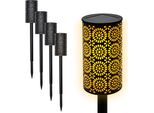 1.01 Torcia Solare A Led In Nero - 4 Pezzi / Circa 49 Cm - Luce Da Giardino Con 12 Led Ed Effetto Fiamma (4 Pezzi)