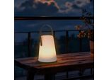 3.07 Lampada Da Tavolo Konisch A Batteria - Circa 14 Cm - Per Interni Ed Esterni Bianca Con Cinturino In Pelle / Timer (Piccola)