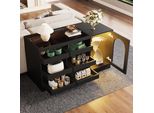 Credenza Flieks Con Illuminazione A Led, Credenza Con Spazio Di Archiviazione Aperto, Cassettiera Semplice E Moderna Per Soggiorno, Sala Da Pranzo, Corridoio, Nero