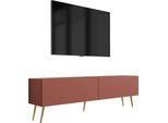 Mobile Tv : Rosso Mattone, 140 X 52 X 32 Cm, Gambe Dorate