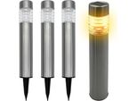 3.07 Lampada Solare Da Giardino In Acciaio Inox Xxl - Circa 42 X 8 Cm / Set Di 4 - Lampada Solare Da Passeggio In Metallo - Colore: Argento (4 Pezzi)