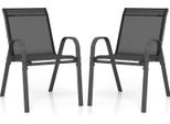 Costway Set Di 2 Sedie Da Giardino Impilabili, Sedie Da Balcone Sedie Da Patio Impilabili Con Braccioli, Caricabili Fino A 150 Kg, 56X70X84Cm Nero