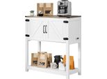 Mobile Bar Tavolino Da Bar A 3 Livelli Con Ante Magnetiche Marrone/Bianco