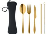 Midocean - Set Di Posate "5 Service"", Set In Acciaio Inox Riutilizzabile MO844 (Taglia Unica) (Oro)"