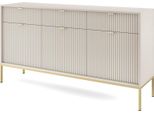 Cassettiera: 3 Cassetti, 3 Ante, Cashmere, Oro, 154 X 83 X 39 Cm, Maniglie Dorate