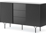 Grande Cassettiera Con 3 Cassetti, 2 Ante E 4 Ripiani - Nero Grafite - Molto Spazio - 144 X 83 X 38 Cm