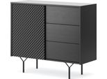 Cassettiera Con 3 Cassetti, 1 Anta E 2 Ripiani - Grafite Nera - Contenitore Elegante - 97 X 83 X 38 Cm