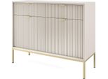 Cassettiera: 2 Cassetti, 2 Ante, Cashmere, Oro, 104 X 83 X 39 Cm, Maniglie Dorate