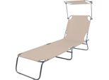 Lettino Da Giardino A 3 Gambe Da Campeggio Lettino Prendisole 186X55X24Cm Con Tettuccio