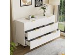 Cassettiera Aiorber, Sei Cassetti, Ampio Spazio, Legno Pregiato, Gambe Dorate, Credenza, Per Sala Da Pranzo, Soggiorno, 120X77X40Cm, Bianco